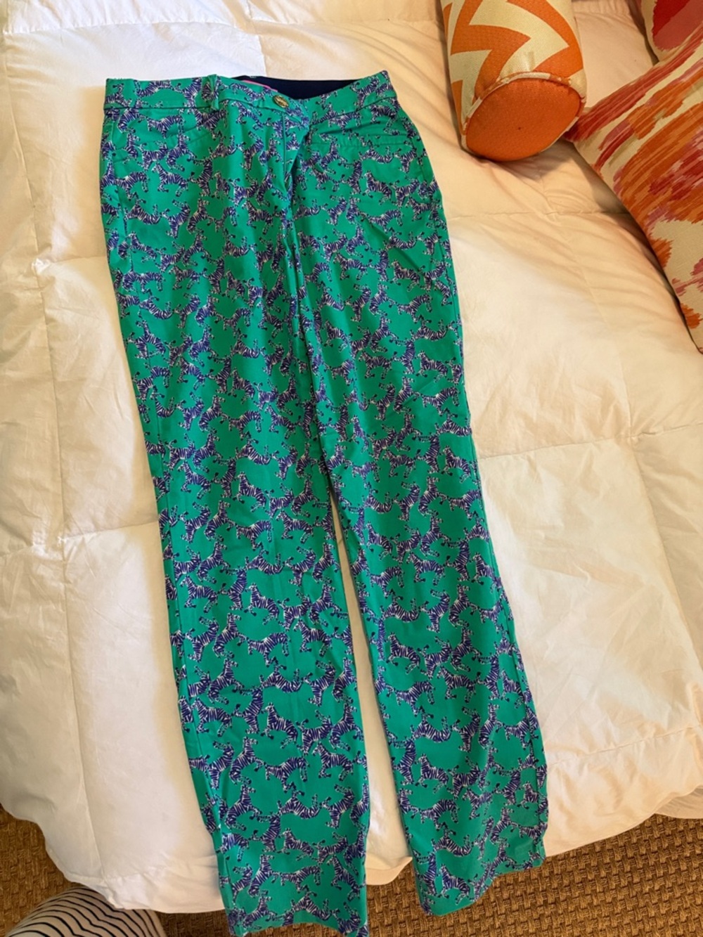 Lilly Pulitzer Navy-Trim Green Printed Pants